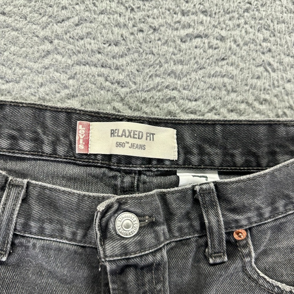 Vintage Levi's 550 Jeans Mens 37x27 Black Cotton Denim Straight Workwear Relaxed - Picture 4 of 12